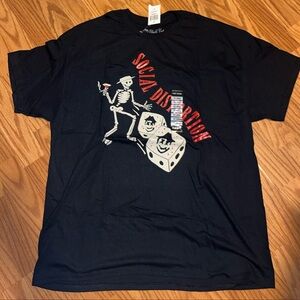 SOCIAL DISTORTION BLACK KAT VINTAGE SKELETON SHIRT 2XL PUNK ROCK NWT